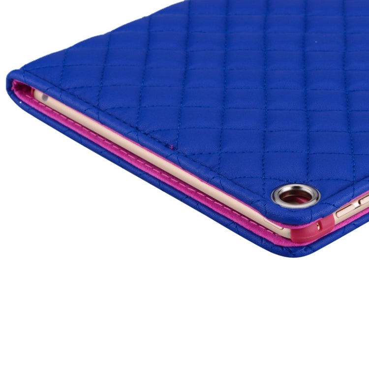 Plaid Texture Diamond Encrusted Buckle Leather Case with Holder for iPad Air 2