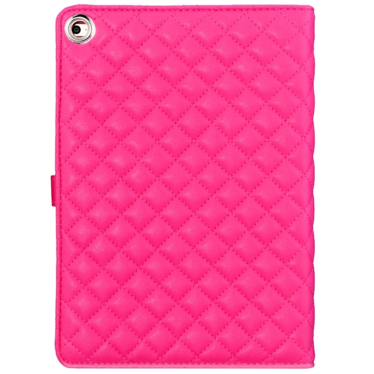 Plaid Texture Diamond Encrusted Buckle Leather Case with Holder for iPad Air 2