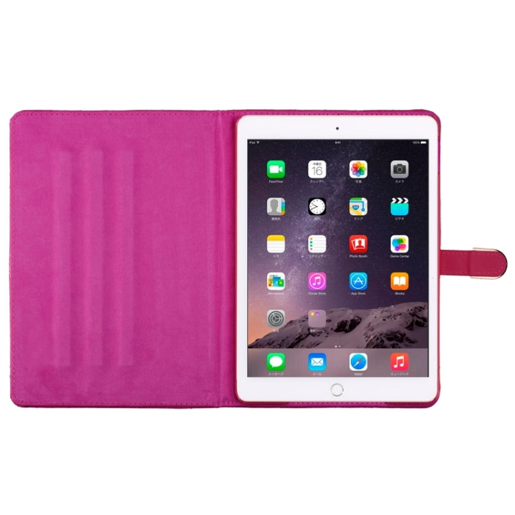 Plaid Texture Diamond Encrusted Buckle Leather Case with Holder for iPad Air 2