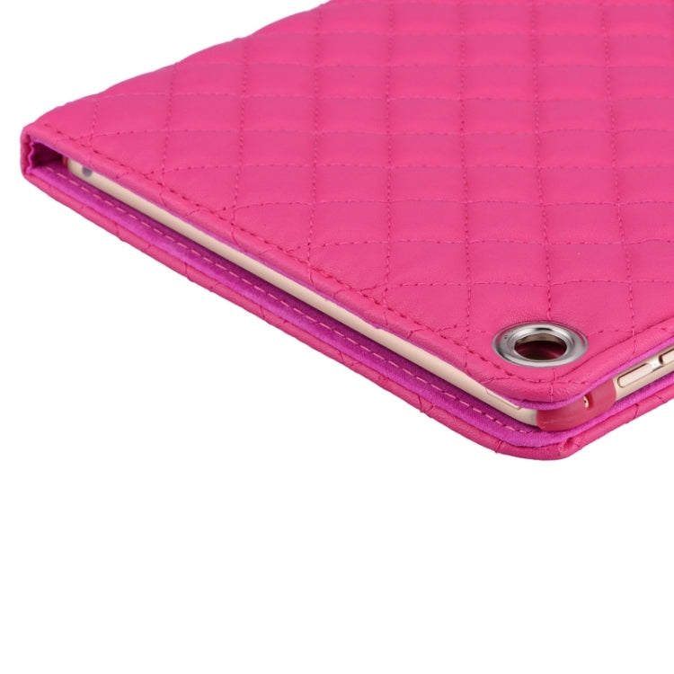 Plaid Texture Diamond Encrusted Buckle Leather Case with Holder for iPad Air 2