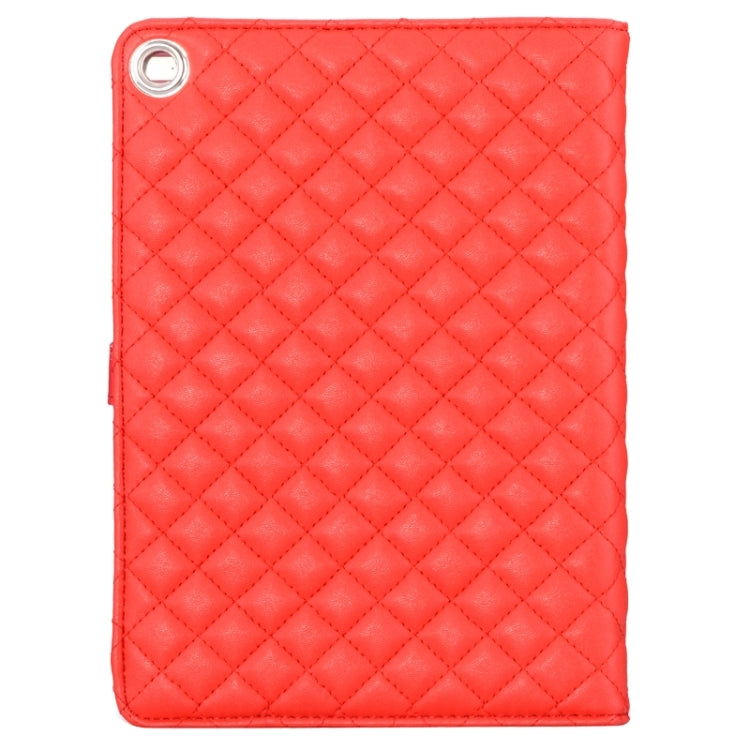 Plaid Texture Diamond Encrusted Buckle Leather Case with Holder for iPad Air 2