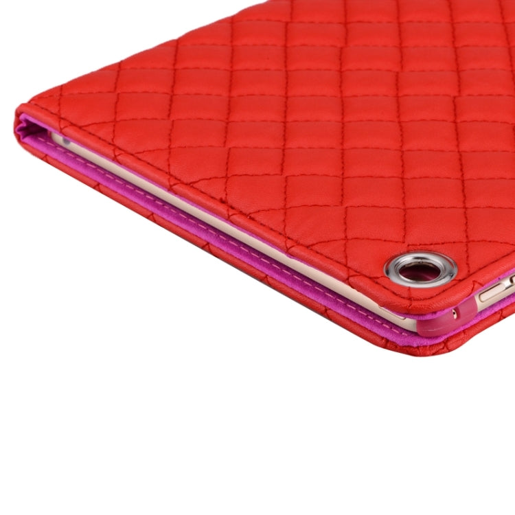 Plaid Texture Diamond Encrusted Buckle Leather Case with Holder for iPad Air 2