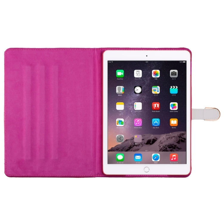 Plaid Texture Diamond Encrusted Buckle Leather Case with Holder for iPad Air 2