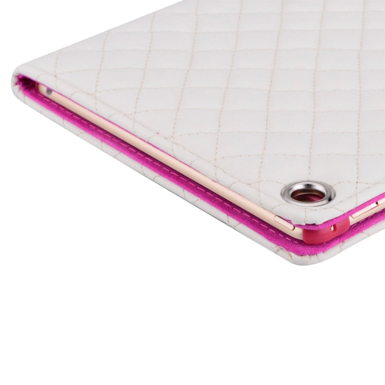 Plaid Texture Diamond Encrusted Buckle Leather Case with Holder for iPad Air 2