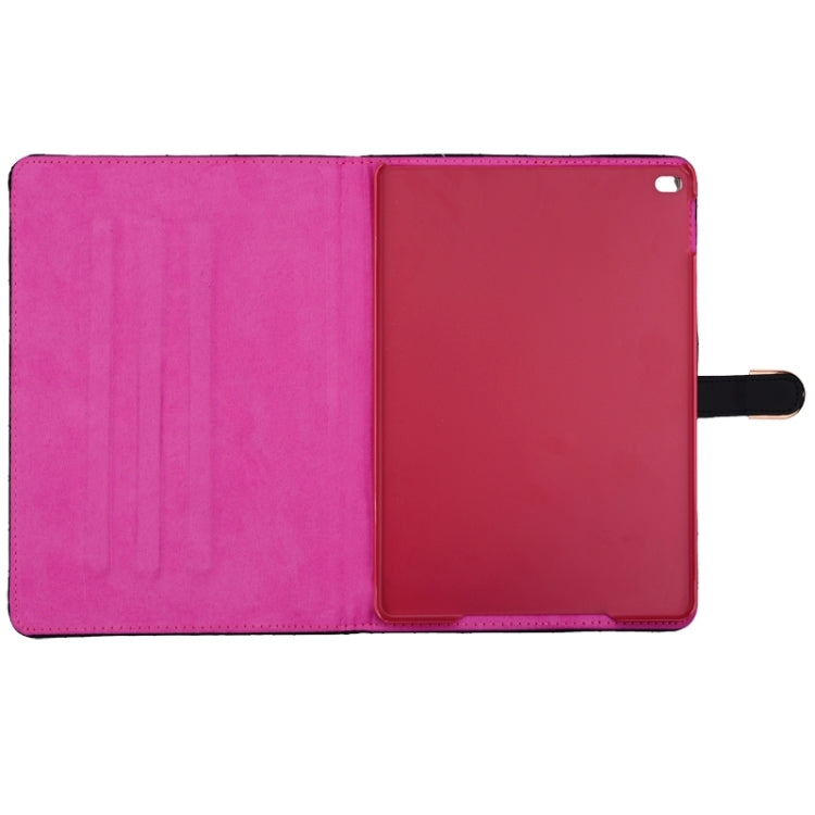 Plaid Texture Diamond Encrusted Buckle Leather Case with Holder for iPad Air 2