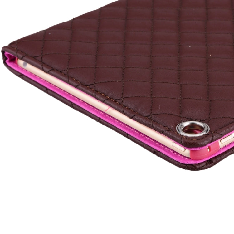 Plaid Texture Diamond Encrusted Buckle Leather Case with Holder for iPad Air 2