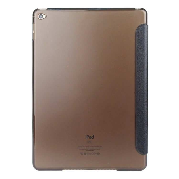 Silk Texture Frosted PC Back Shell Smart Cover Leather Case with Holder and Sleep Function for iPad Air 2