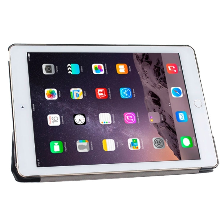 Silk Texture Frosted PC Back Shell Smart Cover Leather Case with Holder and Sleep Function for iPad Air 2