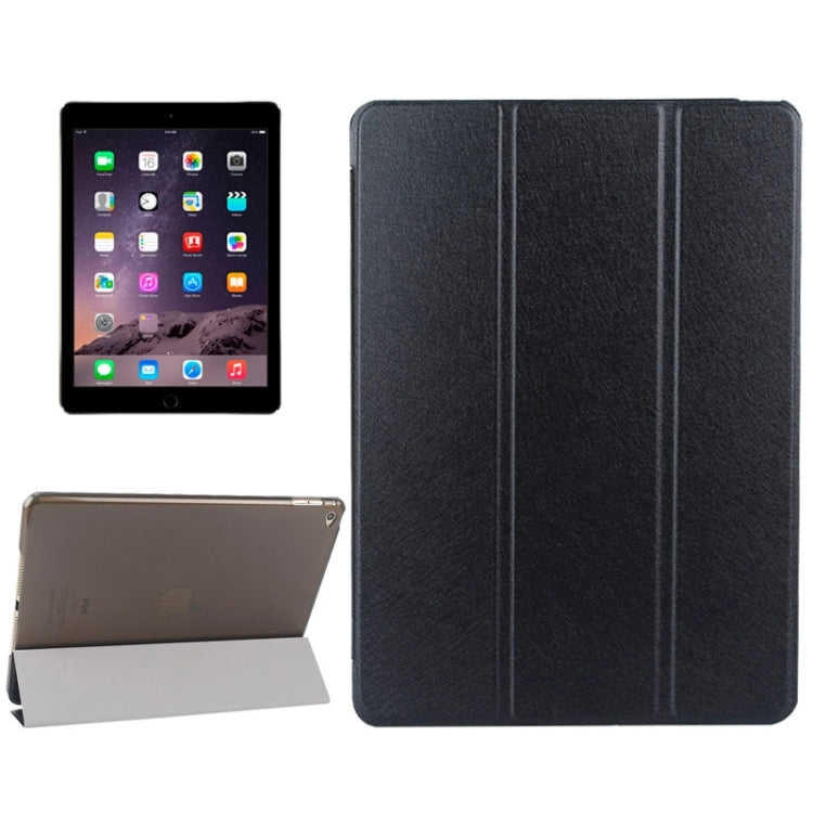 Silk Texture Frosted PC Back Shell Smart Cover Leather Case with Holder and Sleep Function for iPad Air 2