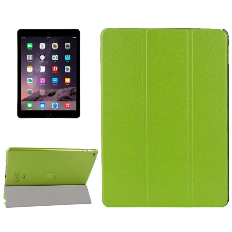 Silk Texture Frosted PC Back Shell Smart Cover Leather Case with Holder and Sleep Function for iPad Air 2