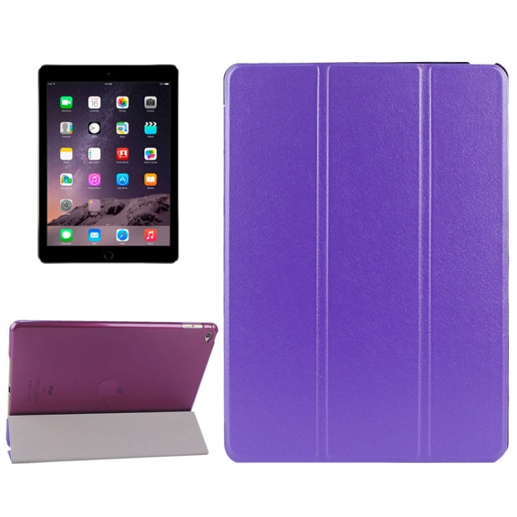 Silk Texture Frosted PC Back Shell Smart Cover Leather Case with Holder and Sleep Function for iPad Air 2