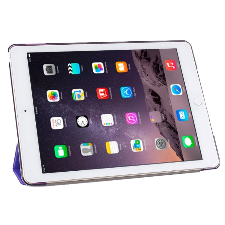 Silk Texture Frosted PC Back Shell Smart Cover Leather Case with Holder and Sleep Function for iPad Air 2