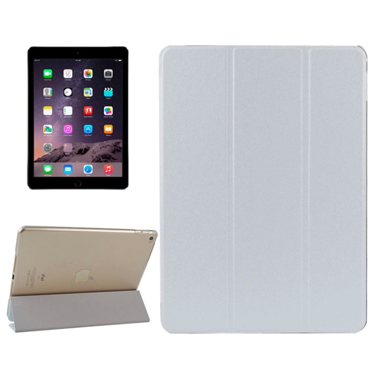 Silk Texture Frosted PC Back Shell Smart Cover Leather Case with Holder and Sleep Function for iPad Air 2