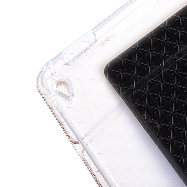 Ultra-thin Transparent Frosted PC + Plaid Texture Leather Case with Holder & Sleep / Wake-up Function for iPad Air 2 / iPad 6