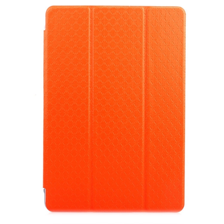 Ultra-thin Transparent Frosted PC + Plaid Texture Leather Case with Holder & Sleep / Wake-up Function for iPad Air 2 / iPad 6