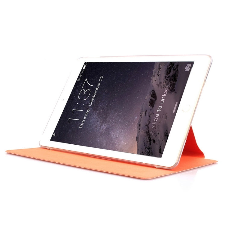 Ultra-thin Transparent Frosted PC + Plaid Texture Leather Case with Holder & Sleep / Wake-up Function for iPad Air 2 / iPad 6