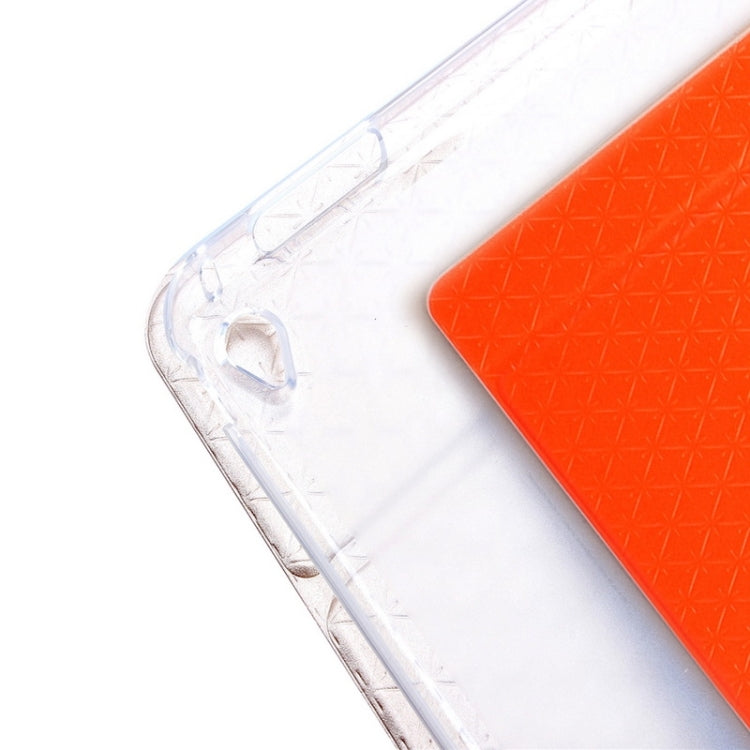 Ultra-thin Transparent Frosted PC + Plaid Texture Leather Case with Holder & Sleep / Wake-up Function for iPad Air 2 / iPad 6