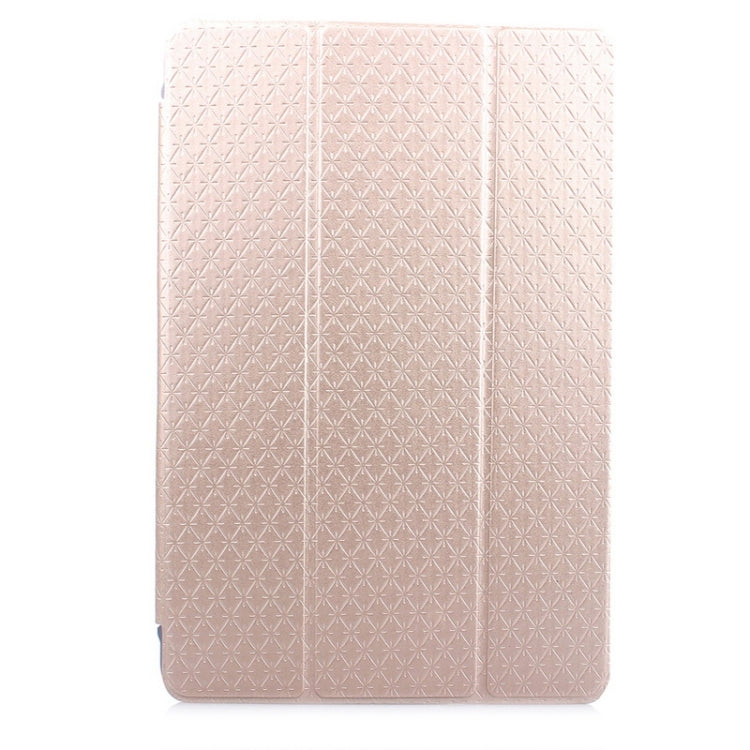 Ultra-thin Transparent Frosted PC + Plaid Texture Leather Case with Holder & Sleep / Wake-up Function for iPad Air 2 / iPad 6