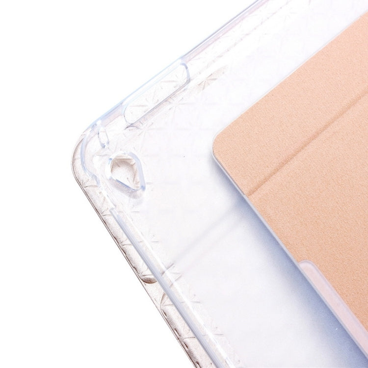Ultra-thin Transparent Frosted PC + Plaid Texture Leather Case with Holder & Sleep / Wake-up Function for iPad Air 2 / iPad 6