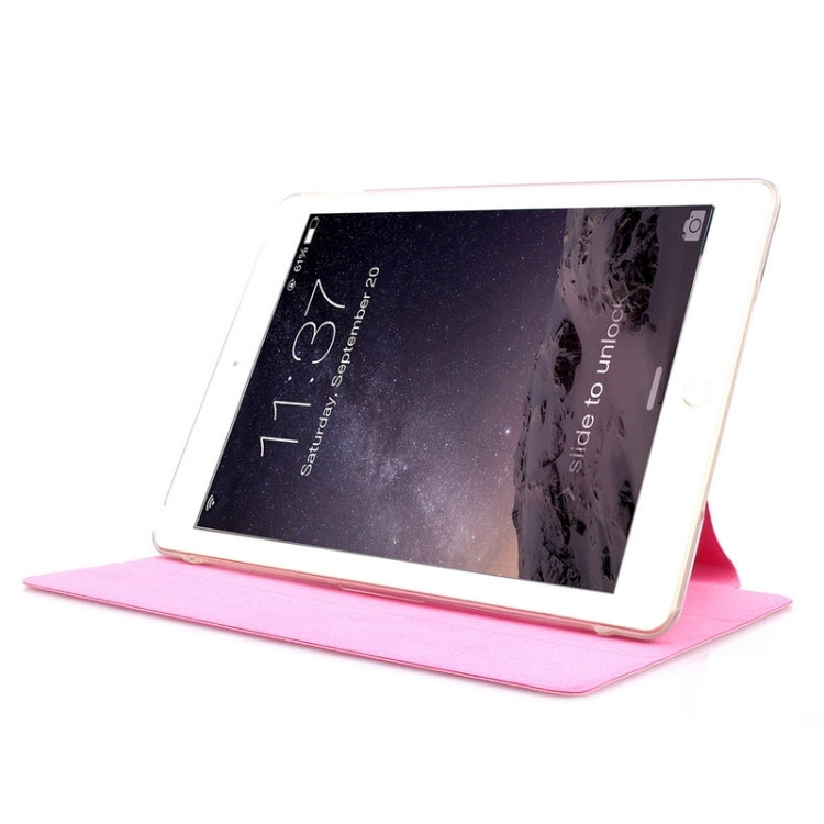 Ultra-thin Transparent Frosted PC + Plaid Texture Leather Case with Holder & Sleep / Wake-up Function for iPad Air 2 / iPad 6