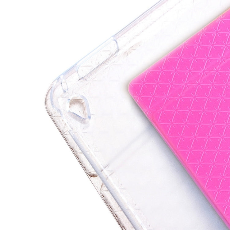 Ultra-thin Transparent Frosted PC + Plaid Texture Leather Case with Holder & Sleep / Wake-up Function for iPad Air 2 / iPad 6
