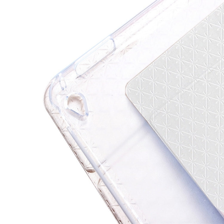 Ultra-thin Transparent Frosted PC + Plaid Texture Leather Case with Holder & Sleep / Wake-up Function for iPad Air 2 / iPad 6