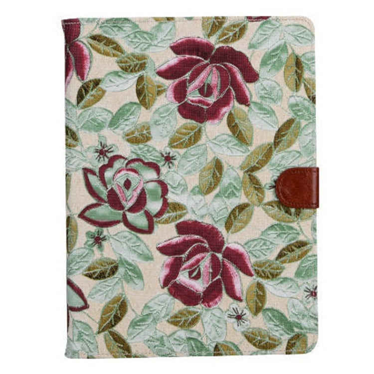 Flowers Pattern Magnetic Button Leather Case with Holder & Card Slots for iPad Air 2 / iPad 6