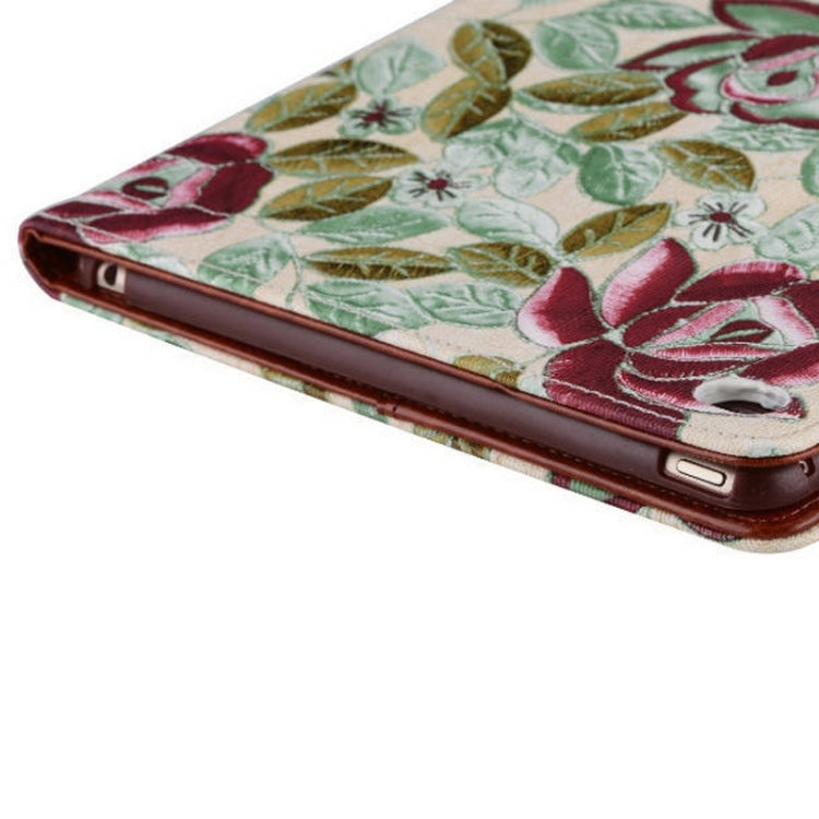 Flowers Pattern Magnetic Button Leather Case with Holder & Card Slots for iPad Air 2 / iPad 6