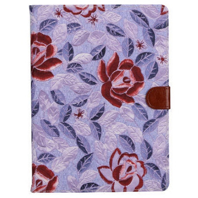 Flowers Pattern Magnetic Button Leather Case with Holder & Card Slots for iPad Air 2 / iPad 6