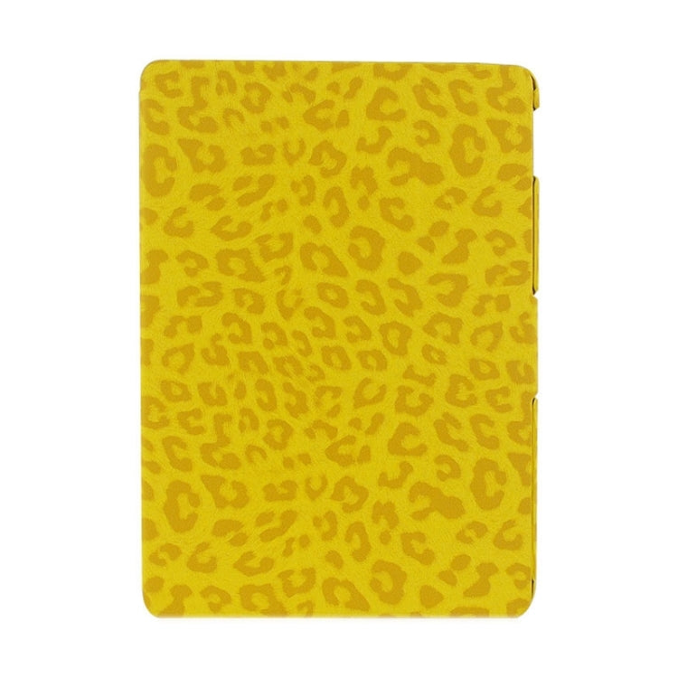 3-folding Ultra-thin Leopard Pattern Smart Cover Leather Case with Holder & Sleep Function for iPad Air 2 / iPad 6(Yellow)