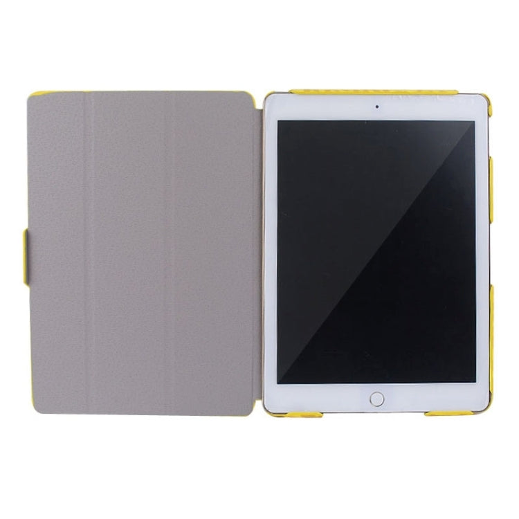 3-folding Ultra-thin Leopard Pattern Smart Cover Leather Case with Holder & Sleep Function for iPad Air 2 / iPad 6(Yellow)