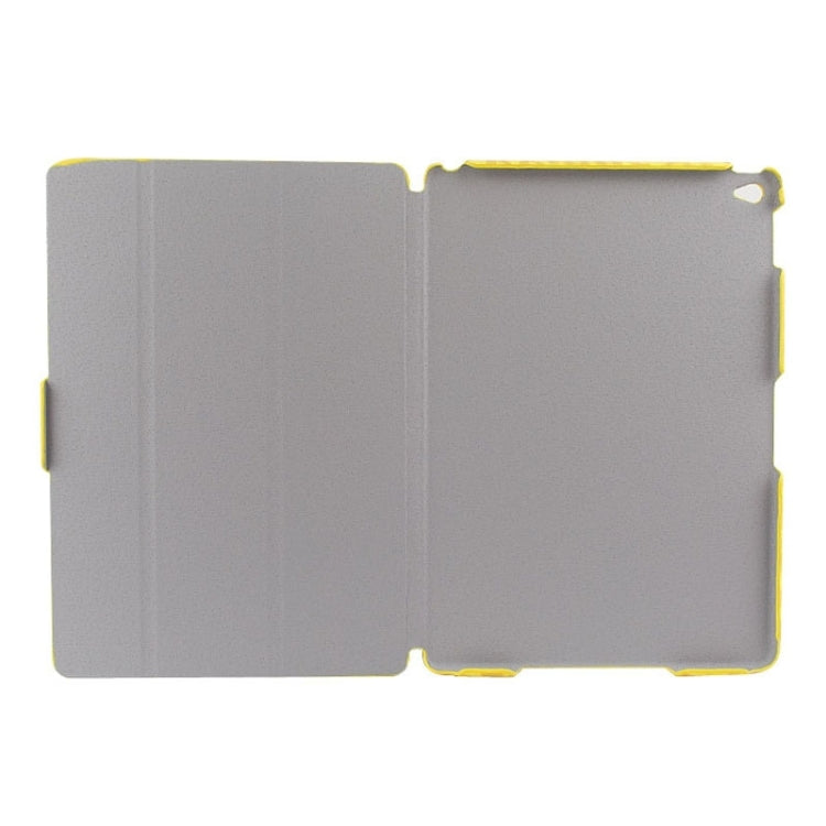 3-folding Ultra-thin Leopard Pattern Smart Cover Leather Case with Holder & Sleep Function for iPad Air 2 / iPad 6(Yellow)
