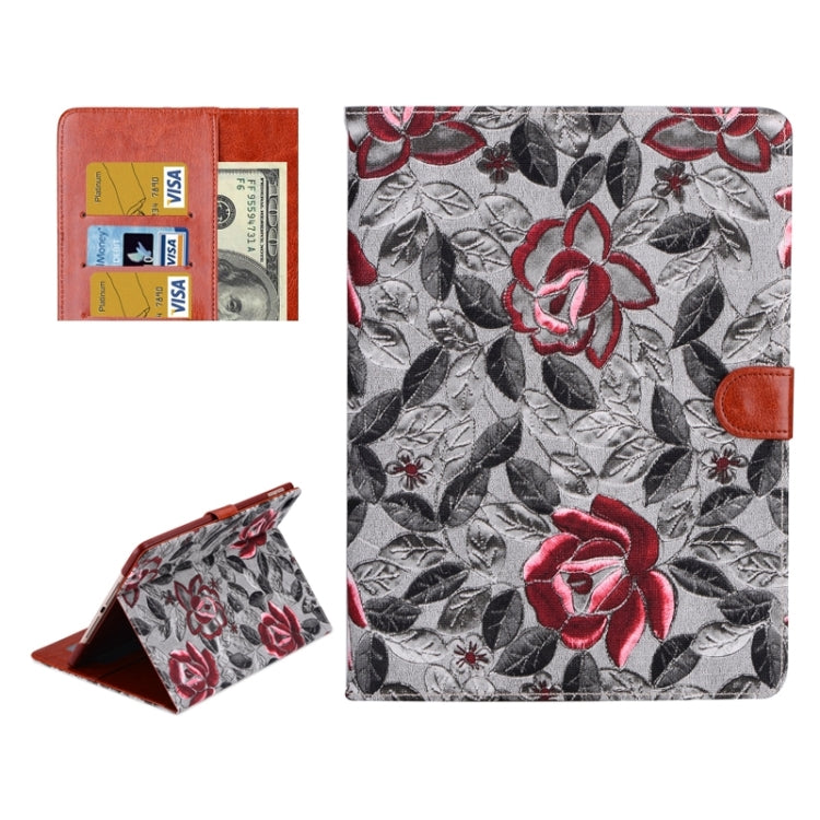 Leaves and Flowers Pattern Smart Cover Leather Case with Card Slots & Wallet & Holder & Sleep / Wake-up Function for iPad Air 2 / iPad 6
