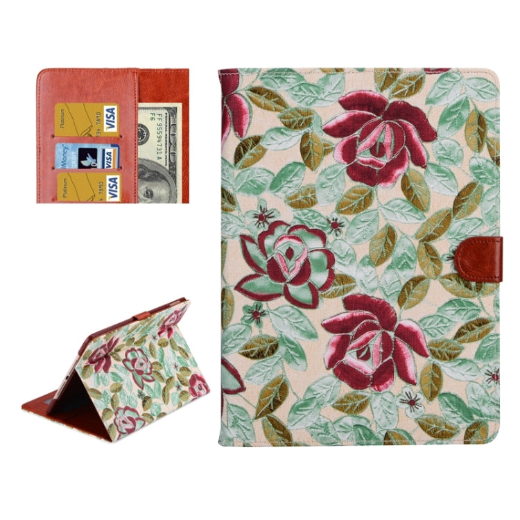 Leaves and Flowers Pattern Smart Cover Leather Case with Card Slots & Wallet & Holder & Sleep / Wake-up Function for iPad Air 2 / iPad 6
