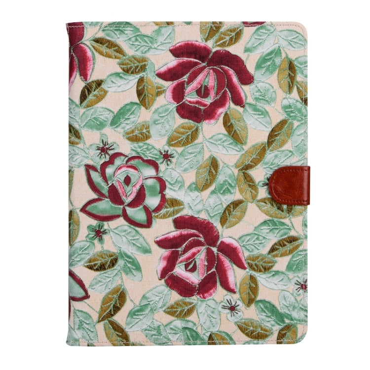Leaves and Flowers Pattern Smart Cover Leather Case with Card Slots & Wallet & Holder & Sleep / Wake-up Function for iPad Air 2 / iPad 6
