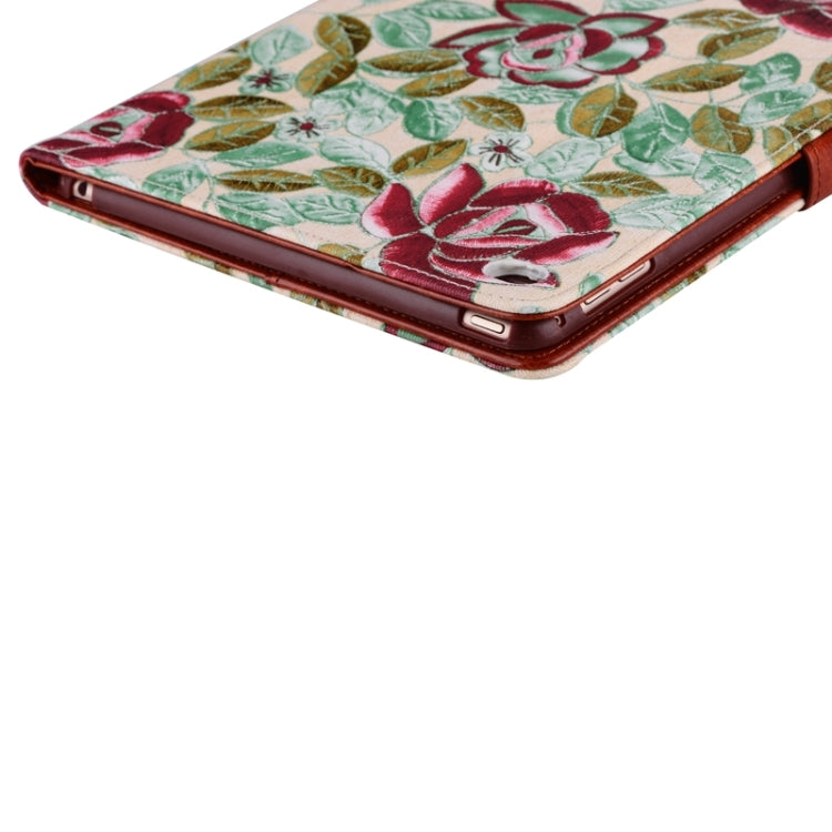 Leaves and Flowers Pattern Smart Cover Leather Case with Card Slots & Wallet & Holder & Sleep / Wake-up Function for iPad Air 2 / iPad 6