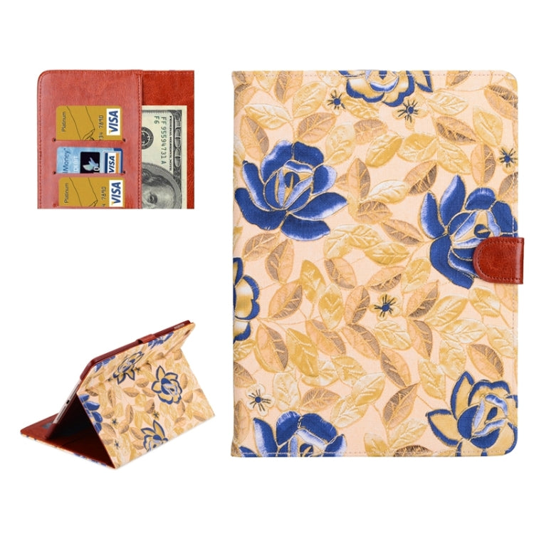 Leaves and Flowers Pattern Smart Cover Leather Case with Card Slots & Wallet & Holder & Sleep / Wake-up Function for iPad Air 2 / iPad 6
