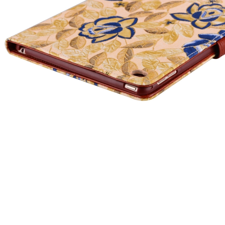Leaves and Flowers Pattern Smart Cover Leather Case with Card Slots & Wallet & Holder & Sleep / Wake-up Function for iPad Air 2 / iPad 6