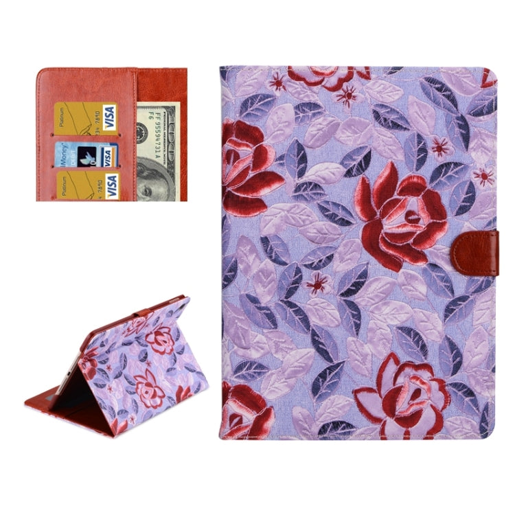 Leaves and Flowers Pattern Smart Cover Leather Case with Card Slots & Wallet & Holder & Sleep / Wake-up Function for iPad Air 2 / iPad 6