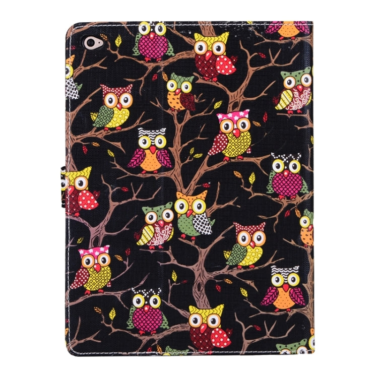 Owls Pattern Cross Texture Smart Cover Leather Case with Card Slots & Holder & Sleep / Wake-up Function for iPad Air 2 / iPad 6