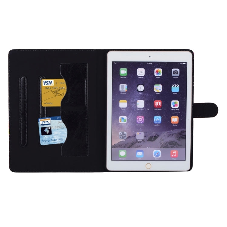 Owls Pattern Cross Texture Smart Cover Leather Case with Card Slots & Holder & Sleep / Wake-up Function for iPad Air 2 / iPad 6
