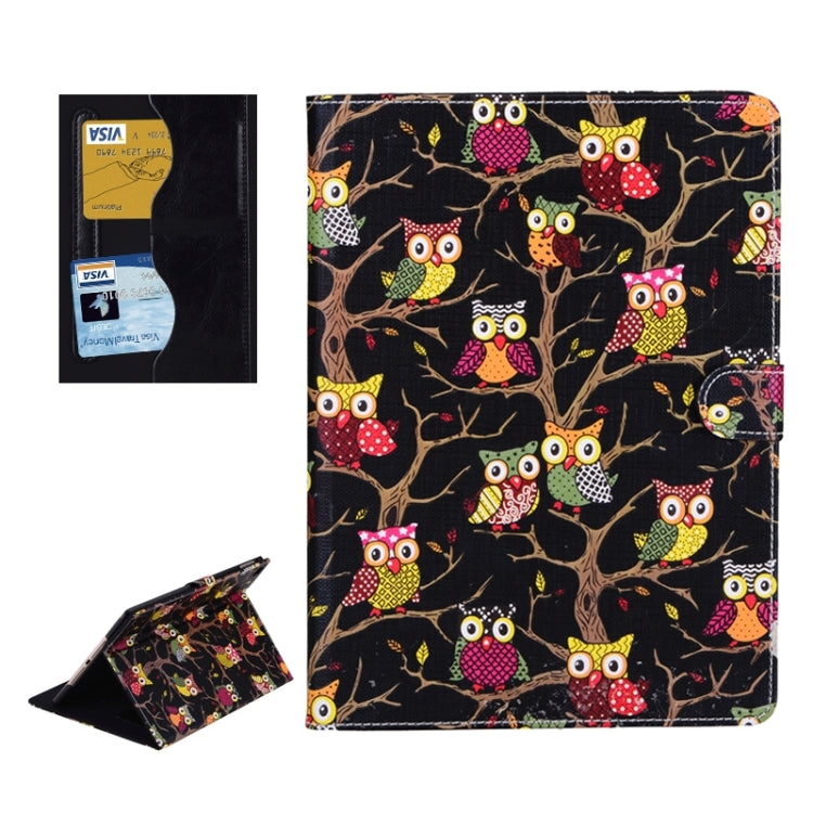 Owls Pattern Cross Texture Smart Cover Leather Case with Card Slots & Holder & Sleep / Wake-up Function for iPad Air 2 / iPad 6