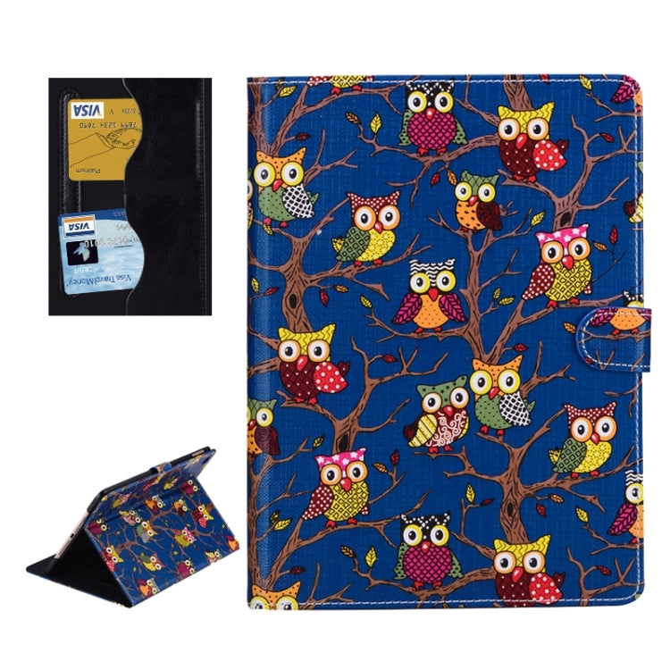 Owls Pattern Cross Texture Smart Cover Leather Case with Card Slots & Holder & Sleep / Wake-up Function for iPad Air 2 / iPad 6