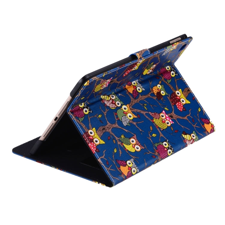 Owls Pattern Cross Texture Smart Cover Leather Case with Card Slots & Holder & Sleep / Wake-up Function for iPad Air 2 / iPad 6