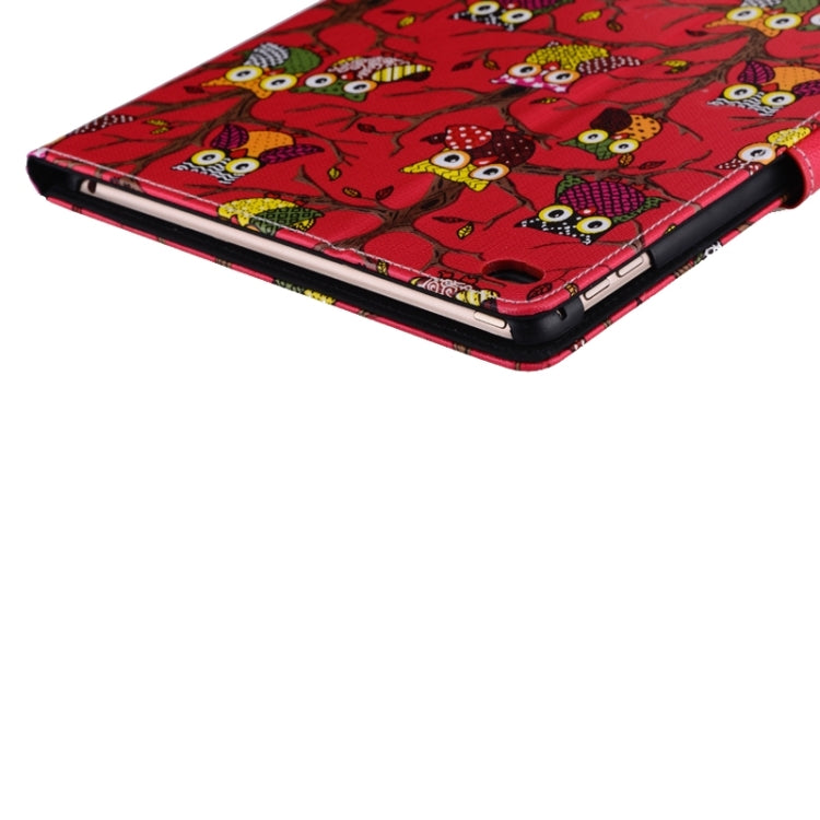 Owls Pattern Cross Texture Smart Cover Leather Case with Card Slots & Holder & Sleep / Wake-up Function for iPad Air 2 / iPad 6