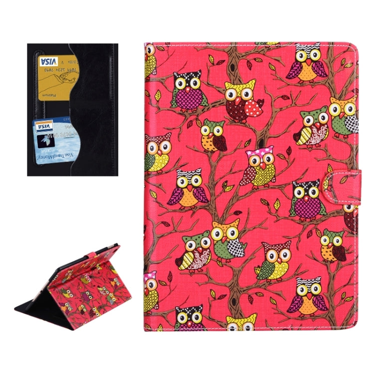 Owls Pattern Cross Texture Smart Cover Leather Case with Card Slots & Holder & Sleep / Wake-up Function for iPad Air 2 / iPad 6