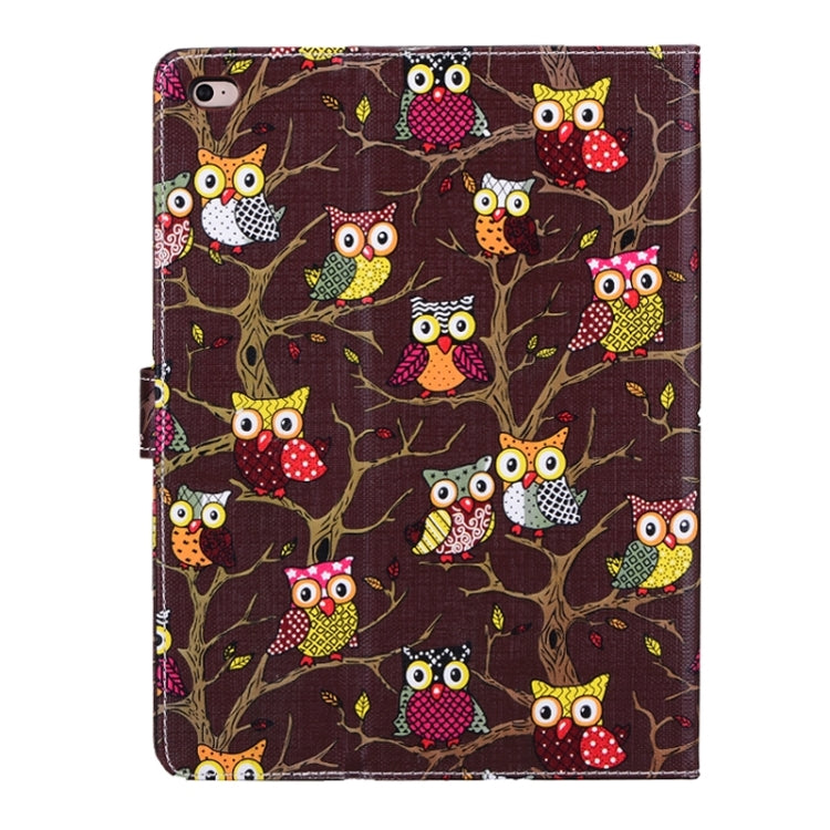Owls Pattern Cross Texture Smart Cover Leather Case with Card Slots & Holder & Sleep / Wake-up Function for iPad Air 2 / iPad 6