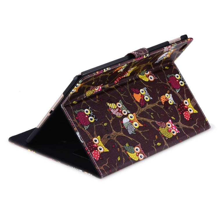 Owls Pattern Cross Texture Smart Cover Leather Case with Card Slots & Holder & Sleep / Wake-up Function for iPad Air 2 / iPad 6