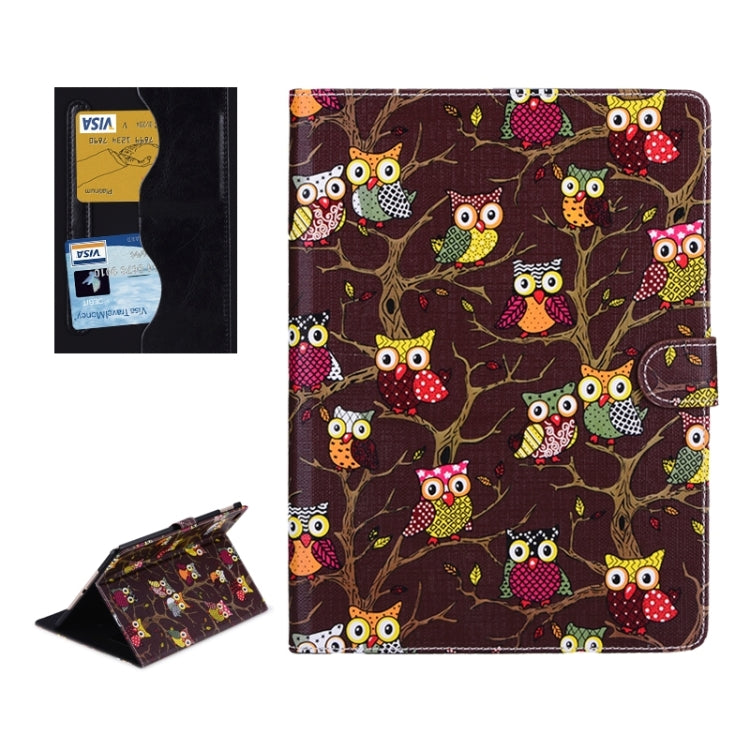 Owls Pattern Cross Texture Smart Cover Leather Case with Card Slots & Holder & Sleep / Wake-up Function for iPad Air 2 / iPad 6