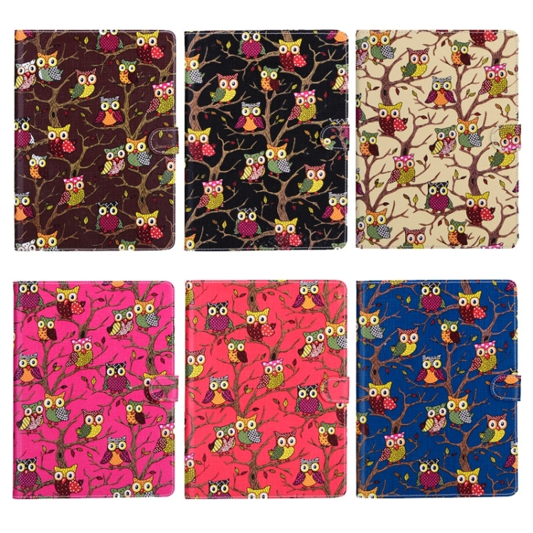 Owls Pattern Cross Texture Smart Cover Leather Case with Card Slots & Holder & Sleep / Wake-up Function for iPad Air 2 / iPad 6